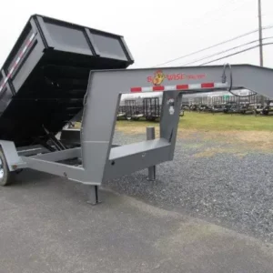 BWISE 7x14 Gooseneck Dump Trailer w/ Combo Gate & Ramps (14.9K GVWR)